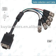 HD15 männliches VGA zu 5BNC Kabel RGBHV Videokabel HDTV Schnur 30CM für CCTV System